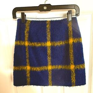 Pinko Plaid Wool Skirt in Blue and Yellow Size 2 or 4